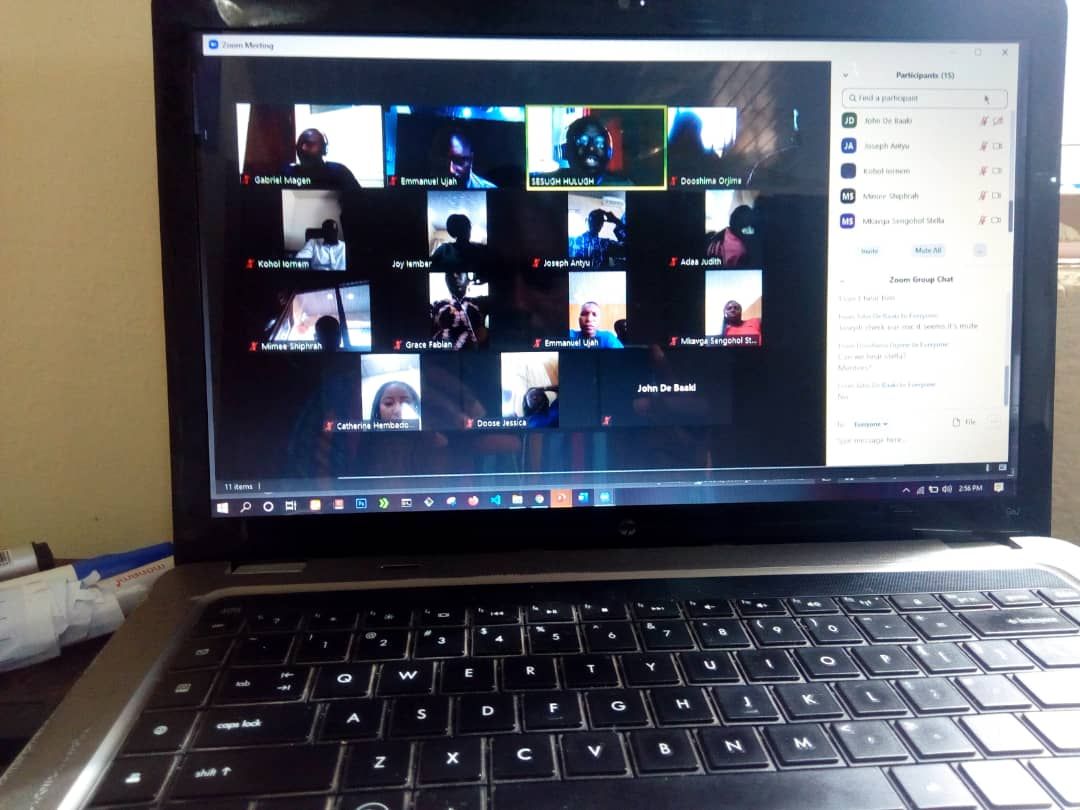 An online class session during the training